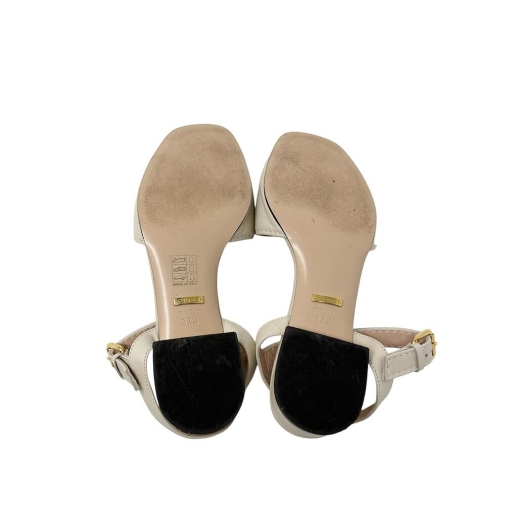 Gucci Baby Horsebit Leather Low Block Heel Sandals Mystic White Ivory Size 37.5 - Picture 7 of 9